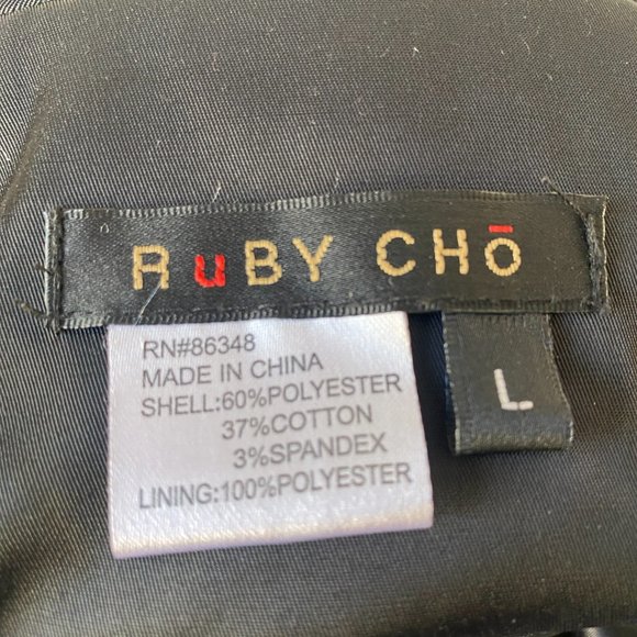 Ruby Cho Ruffle Jacket Black Front Zip Long Sleeve Size L - Picture 12 of 12